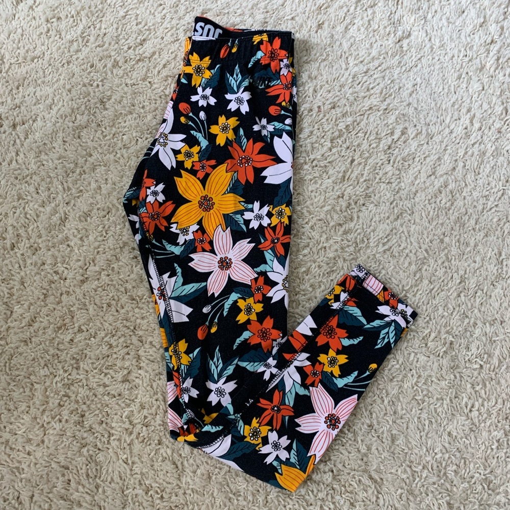 Nike Floral Print Leggings - Black, Red, Yellow, White
